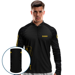 Combo Premium - Pro Elite Just Hook It Tucunaré - Camisa + Punho Luva + Máscara Premium DryUv50+