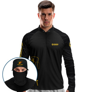 Super Combo Premium - Pro Elite Just Hook It Tucunaré - Camisa + Punho Luva + Máscara Premium + Boné Tela DryUv50+