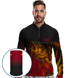 Combo Premium - Pro Elite Tucunaré Açu O Soberano das Águas Royal Pesca Esportiva - Camisa + Máscara Premium DryUv50+