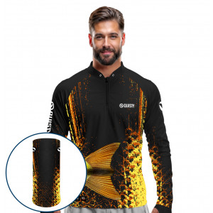 Combo Premium - Pro Elite Dourado Do Rio Cauda Pesca Esportiva - Camisa + Punho Luva + Máscara Premium DryUv50+
