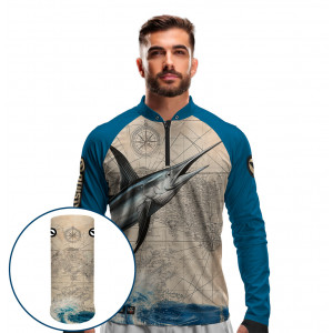 Combo Premium - Pro Elite Espada do Mar - Camisa + Punho Luva + Máscara Premium DryUv50+