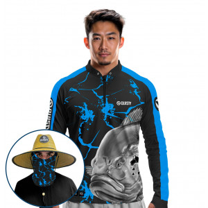 Super Combo VIP - Força Bruta Do Rio - Pesca Esportiva - Camisa + Punho Luva + Máscara Premium + Chapéu DryUv50+