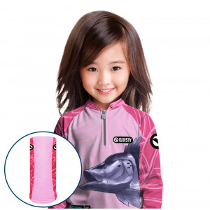 Combo Premium Infantil - Pro Elite Tucunaré Azul Feminina Pesca Esportiva - Camisa + Punho Luva + Máscara DryUv50+