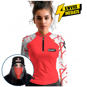 Super Combo Premium - Pro Elite Black Bass Kid Ocelos Feminina - Camisa + Punho Luva + Máscara + Boné DryUv50+ Envio Imediato