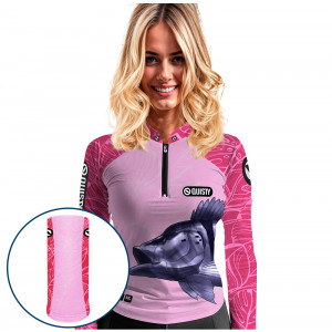 Combo Premium - Pro Elite Tucunaré Azul Feminina - Camisa + Punho Luva + Máscara DryUv50+