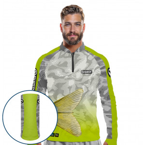 Combo Premium - Pro Elite Robalo Cauda Pesca Esportiva - Camisa + Punho Luva + Máscara Premium DryUv50+