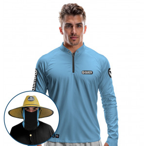 Super Combo VIP - Pro Elite Sport Clean Caribean - Camisa + Punho Luva + Máscara + Chapéu DryUv50+