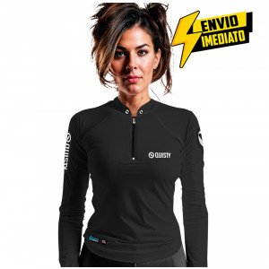 Camisa Premium - Pro Elite Sport Clean Preta Feminina - DryUv50 + Punho Luva - Envio Imediato