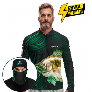 Super Combo Premium - Pro Elite Tilapia Bocuda Pesca Esportiva - Camisa + Punho Luva + Máscara + Boné DryUv50+ - Envio Imediato