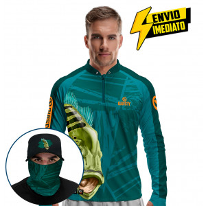 Super Combo Premium - Pro Elite Troféu De Pescador - Pesca Esportiva - Camisa + Punho Luva + Máscara + Boné DryUv50+ Envio Imediato