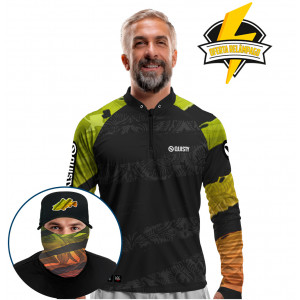 Super Combo Premium - Pro Elite Tucuna Amazon - Camisa + Punho Luva + Máscara Premium + Boné Tela DryUv50+
