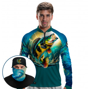 Super Combo Premium - Pro Elite Tucuna Waves - Camisa + Punho Luva + Máscara Premium + Boné Tela DryUv50+