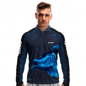 Camisa Premium - Pro Elite Tucunaré Azul Blue Pesca Esportiva - DryUv50+ Punho Luva