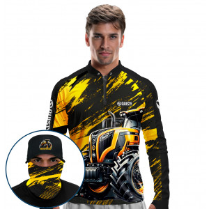 Super Combo Premium - Pro Elite Bravo Agrário - Agro Sports - Camisa + Punho Luva + Máscara Premium + Boné DryUv50+