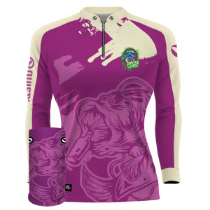 Combo Premium - Pro Elite Ink Tucuna Pesca Esportiva Feminina - Camisa + Punho Luva + Máscara Premium DryUv50+