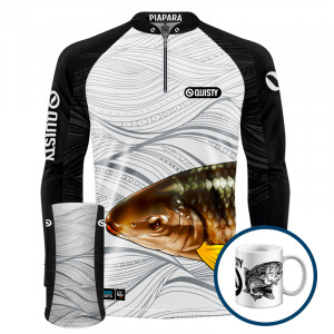 Combo Premium - Pro Elite Piapara Pesca Esportiva - Camisa + Punho Luva + Máscara DryUv50