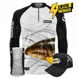 Super Combo Premium - Pro Elite Piapara Pesca Esportiva - Camisa + Punho Luva + Máscara + Boné DryUv50+ Envio Imediato