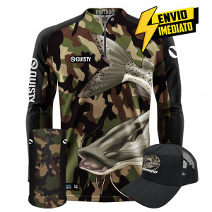 Super Combo Premium - Pro Elite Pintado Pantanal Pesca Esportiva - Camisa + Punho Luva + Máscara + Boné DryUv50+ Envio Imediato