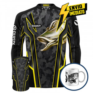 Combo Premium - Pro Elite Robalo Arisco Pesca Esportiva - Camisa + Punho Luva + Máscara DryUv50 Envio Imediato