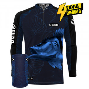 Combo Premium - Pro Elite Tucunaré Azul Blue Pesca Esportiva - Camisa + Punho Luva + Máscara DryUv50 Envio Imediato