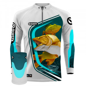 Combo Premium - Pro Elite Brabos Da Pesca Reis do Rio - Pesca Esportiva - Camisa + Punho Luva + Máscara Premium DryUv50+
