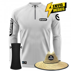 Super Combo VIP - Pro Elite Sport Clean Branca - Camisa + Punho Luva + Máscara + Chapéu DryUv50 + Envio Imediato