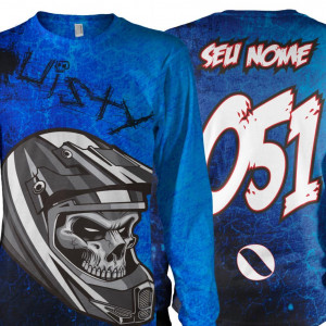 Camisa Caveira Personal Motocross Dry Fit + Proteção UV