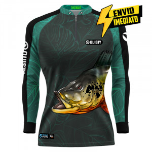 Camisa Premium - Pro Elite Tucunaré Pantanal Azul Feminina - DryUv50 + Punho Luva - Envio Imediato