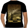 Camiseta - Xadrez - Foto Efeito Jogo Bispo Derrubando Peças Costas Preta