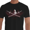 Camiseta - Aikido - O-Sensei Morihei Ueshiba entre Duas Espadas Bushi Estrelas Kanji