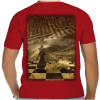 Camiseta - Xadrez - Foto Efeito Jogo Bispo Derrubando Peças Costas Vermelha