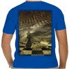 Camiseta - Xadrez - Foto Efeito Jogo Bispo Derrubando Peças Costas Azul