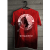 Camiseta - Stand Up Paddle - Origem SUP 1960 Waikiki Dois Remos Cruzando Efeito Onda na Malha Costas Vermelha