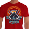 Camiseta - Mergulho - Ondas Alto Mar Cilindro de Ar Máscara Scuba Diving Frente Vermelha