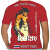 Camiseta - Muay Thai - Guerreiro Bandeira Tailândesa Verdadeiro Thai Costas Vermelha