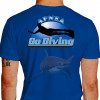 Camiseta - Mergulho - Apnea Go Diving Mergulhador Livre Tubarão Display Costas Azul