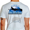 Camiseta - Mergulho - Apnea Go Diving Mergulhador Livre Tubarão Display Costas Branca