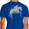 Camiseta - Hipismo - Arte de Montar Salto Harmonia Cavaleiro e Cavalo Costas Azul