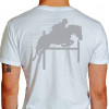 Camiseta - Hipismo - Arte de Montar Salto Harmonia Cavaleiro e Cavalo Costas Branca