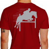 Camiseta - Hipismo - Arte de Montar Salto Harmonia Cavaleiro e Cavalo Costas Vermelha