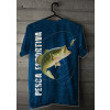 Camiseta - Pesca Esportiva -  Arte de Viver Pescador Pé Quente Fisgando Peixe Matreiro Costas Azul Cabide