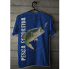Camiseta - Pesca Esportiva -  Arte de Viver Pescador Pé Quente Fisgando Peixe Matreiro Lisa Costas Azul