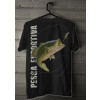 Camiseta - Pesca Esportiva -  Arte de Viver Pescador Pé Quente Fisgando Peixe Matreiro Lisa Costas Preto Cabide