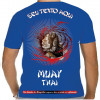 Camiseta - Muay Thai - Um Lutador Supera a Dor a Razão e o Sofrimento Costas Azul