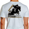 Camiseta - Hipismo - Equitação Cavaleiro Frase Ultrapassando Barreiras Costas Branca