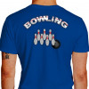 Camiseta - Boliche - Bowling Vários Pinos e Bola Costas Azul