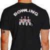 Camiseta - Boliche - Bowling Vários Pinos e Bola Costas Preta