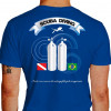 Camiseta - Mergulho - Dois Cilindros Bandeira Brasil e de Mergulho A Arte é um Resumo da Natureza Feita pela Imaginação Costas Azul