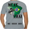 Camiseta - Muay Thai - Cotovelo Cima-Abaixo Sok Ti Orgulho Mapa Bandeira Brasil Costas Cinza