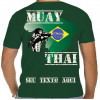 Camiseta - Muay Thai - Cotovelo Cima-Abaixo Sok Ti Orgulho Mapa Bandeira Brasil Costas Verde